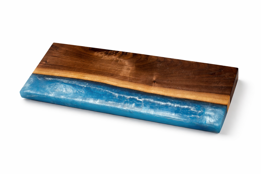 Ocean Wave Wood and Resin Serving Board